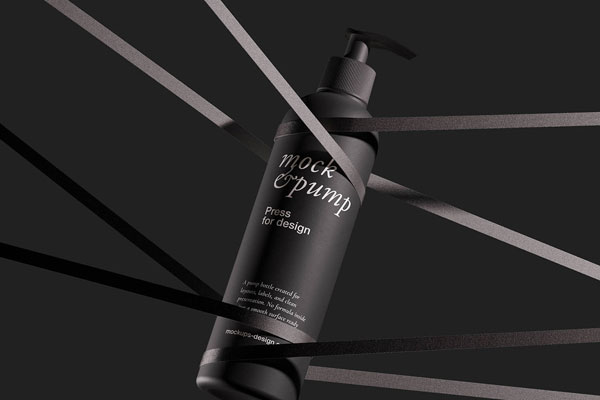 Free Artistic Pump Bottle Mockup PSD Template