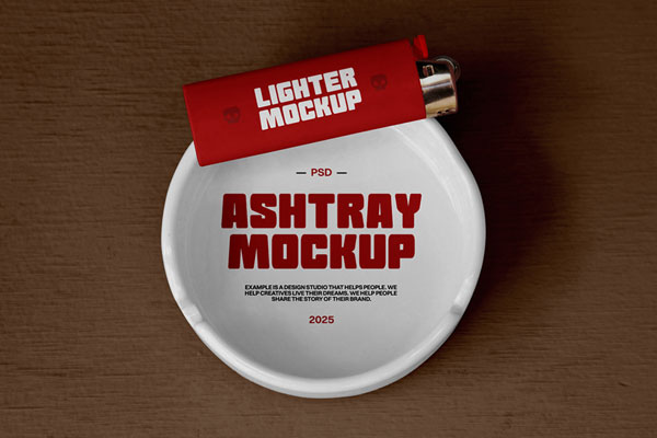 Free Ashtray Lighter Mockup PSD Template