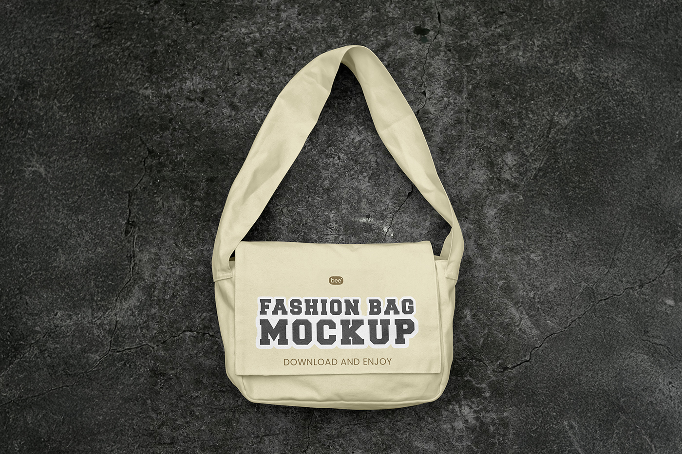 Free Bag on Dark Floor Mockup PSD template