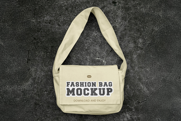 Free Bag on Dark Floor Mockup PSD template
