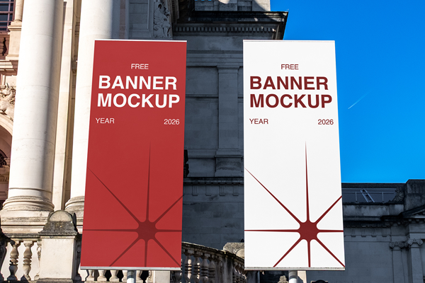 Free Banner Near Museum Mockups PSD Template