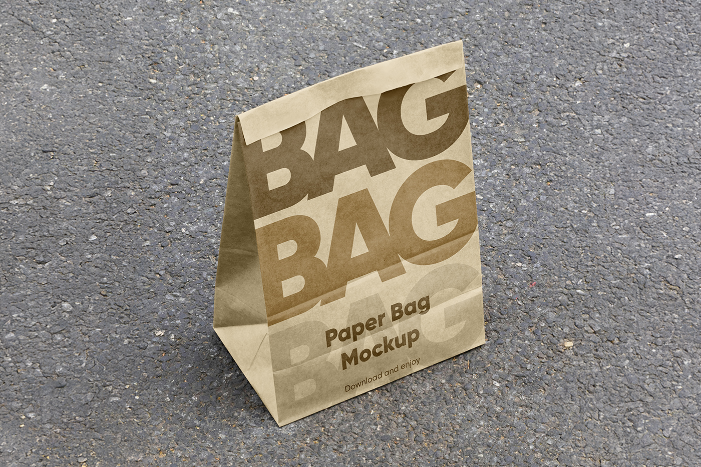 Free Big Paper Bag on Road Mockup PSD Template