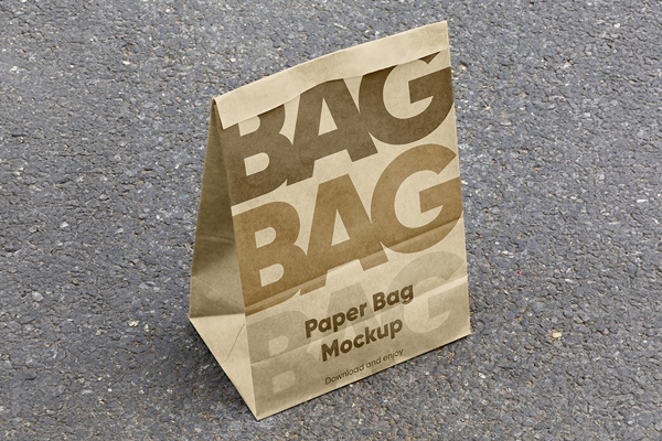 Free Big Paper Bag on Road Mockup PSD Template