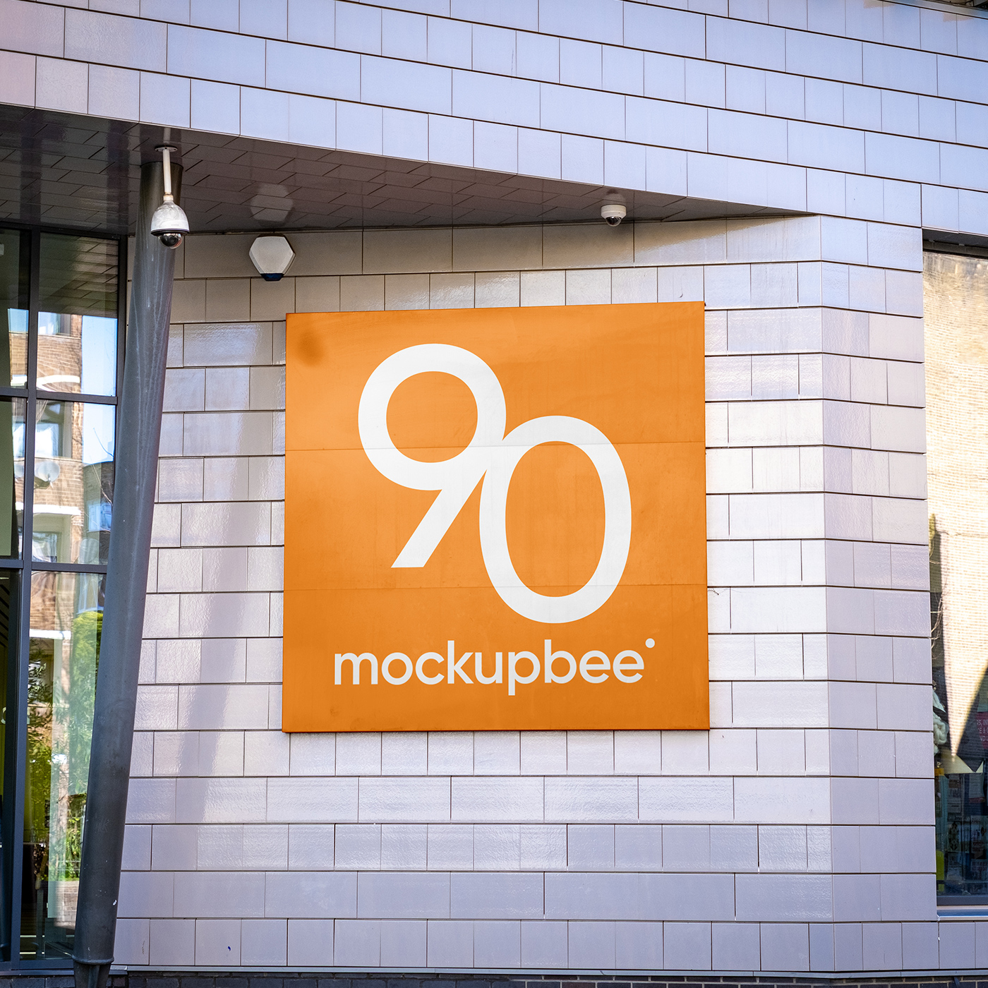 Free Big Square Signage Mockup PSD Template