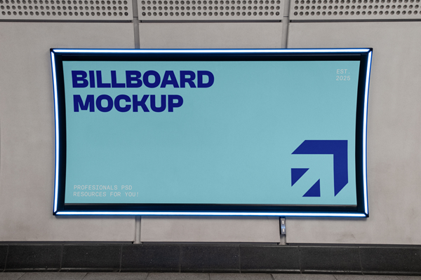 Free Billboard on Wall Mockup PSD Template