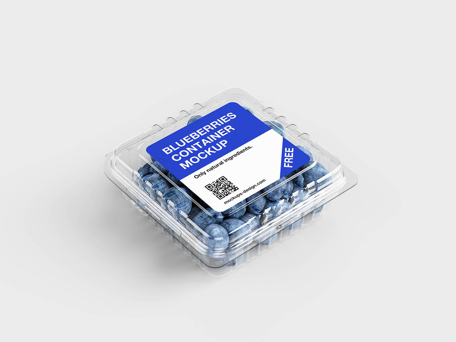 Free Blueberries Plastic Container Mockup PSD Template