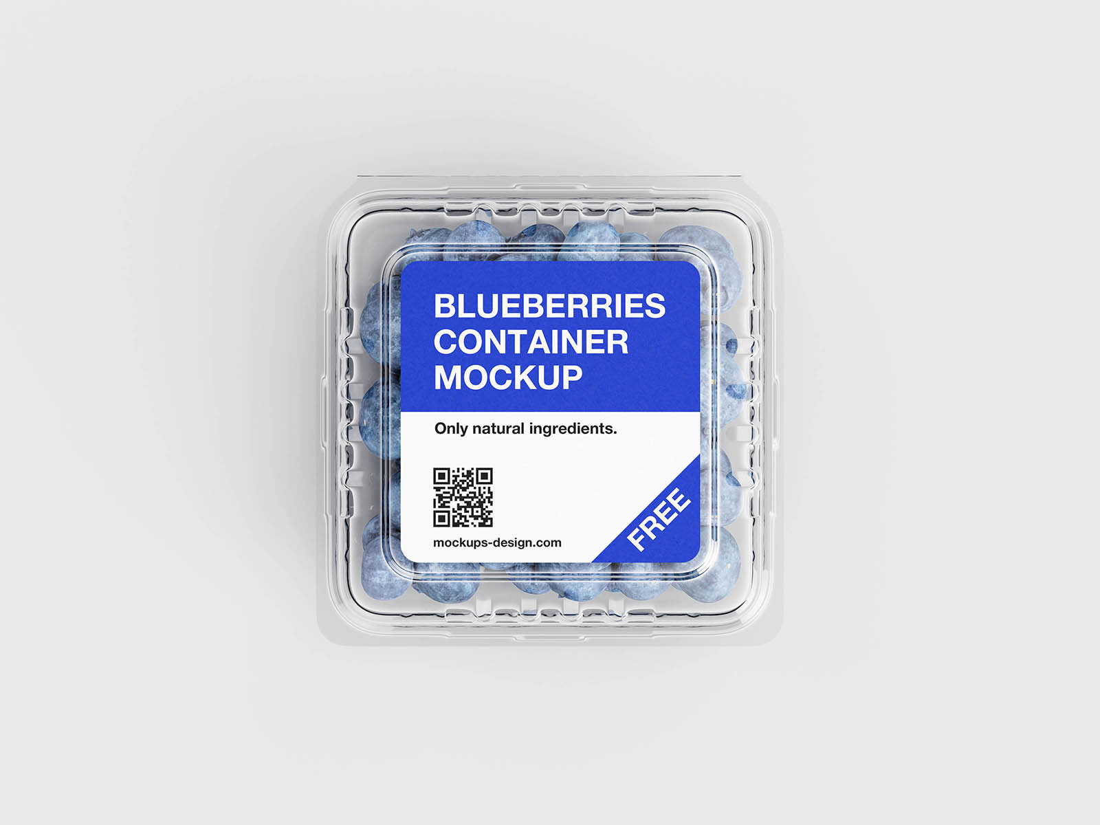 Free Blueberries Plastic Container Mockup PSD Template