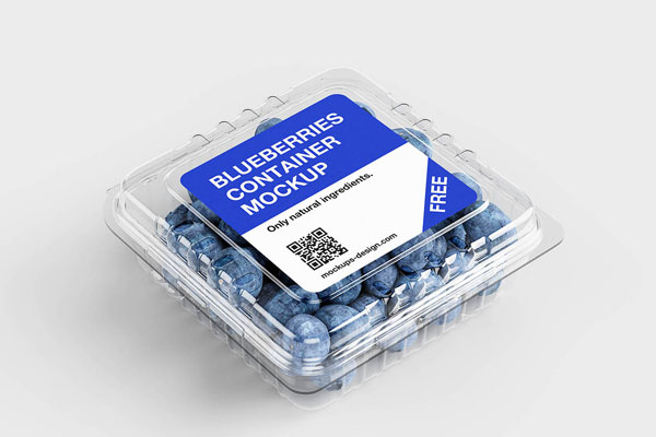 Free Blueberries Plastic Container Mockup PSD Template