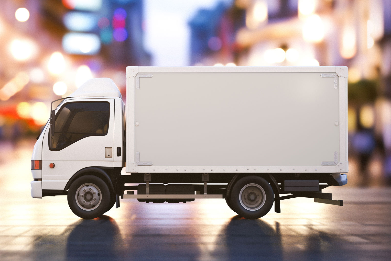 Free Box Delivery Truck Mockup PSD Template