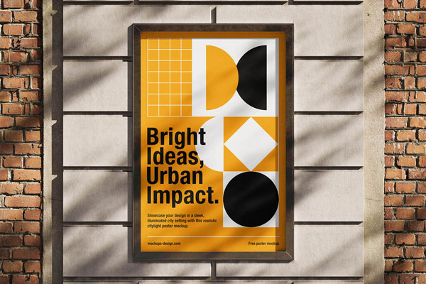 Free Brick Citylight Poster Mockup PSD Template