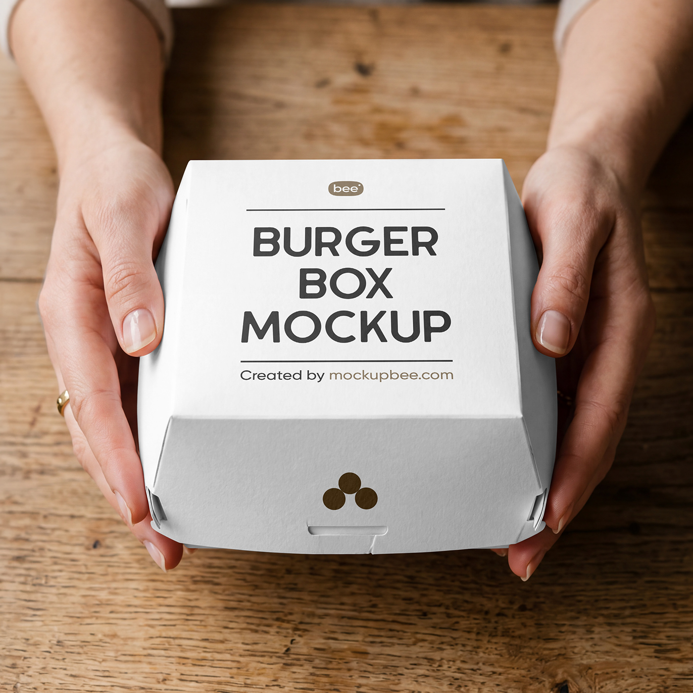 Free Burger Box in Hands Mockup PSD Template