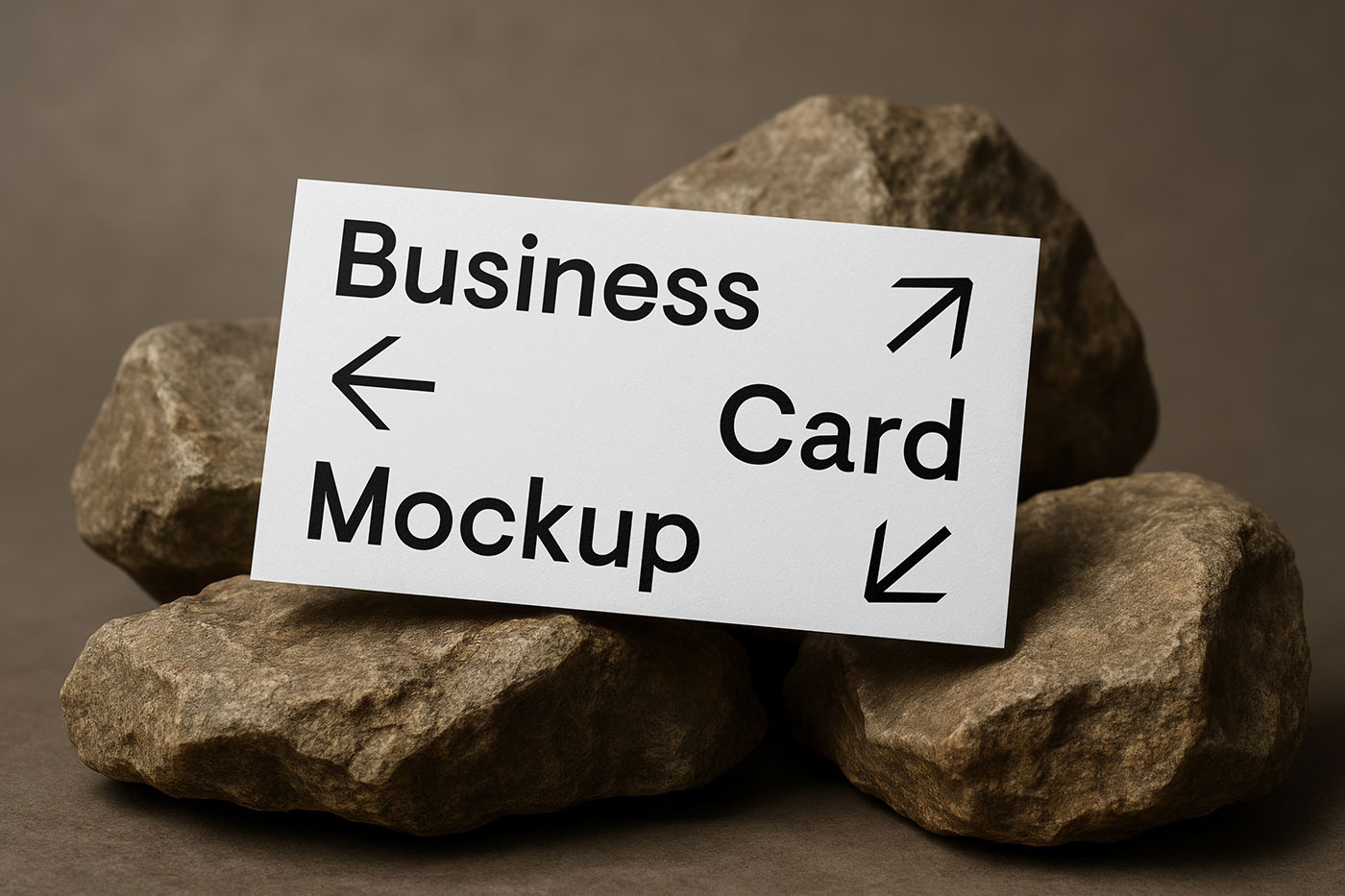 Free Business Card on Rock Mockup PSD Template