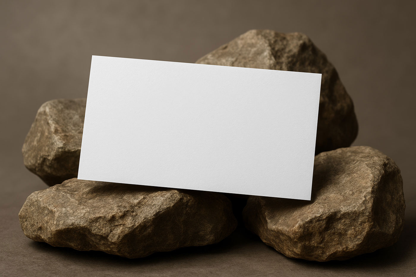 Free Business Card on Rock Mockup PSD Template