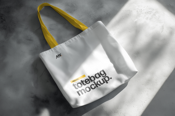 Free Canvas Bag Mockup on Floor PSD Template