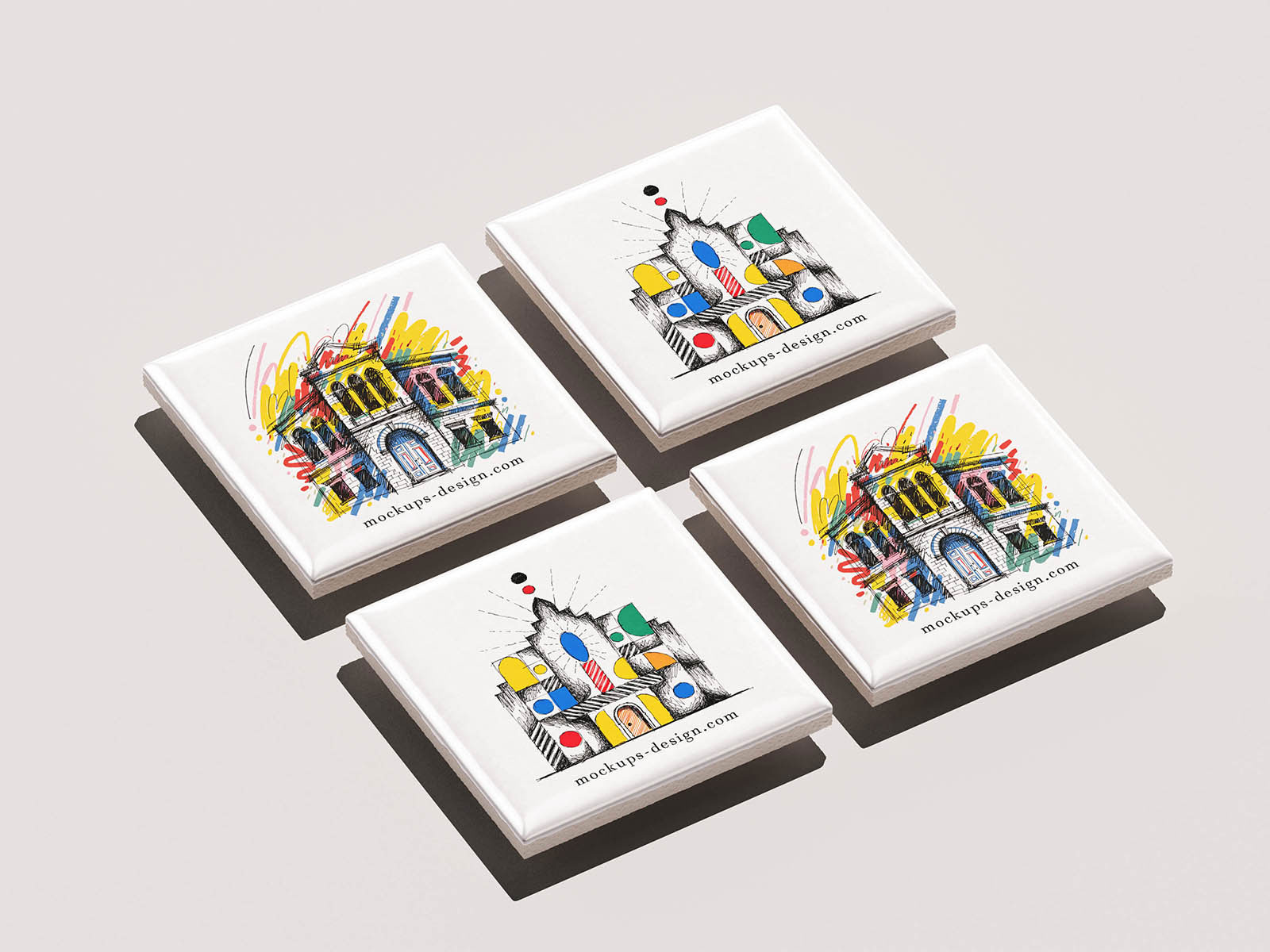 Free Ceramic Stone Fridge Magnet Mockup PSD Template