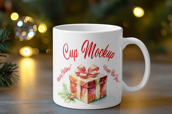 Free Christmas Cup Mockup PSD Template