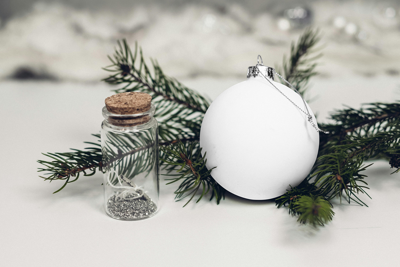Free Christmas Decoration Bubble Mockup PSD Template