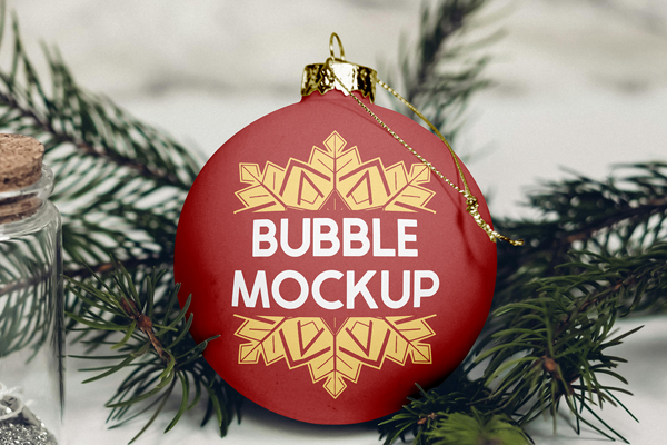 Free Christmas Decoration Bubble Mockup PSD Template