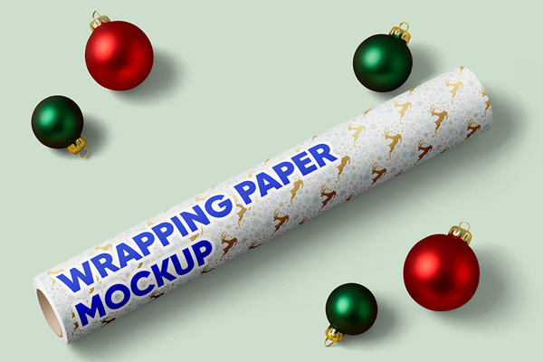 Free Christmas Wrapping Paper Mockup PSD Template