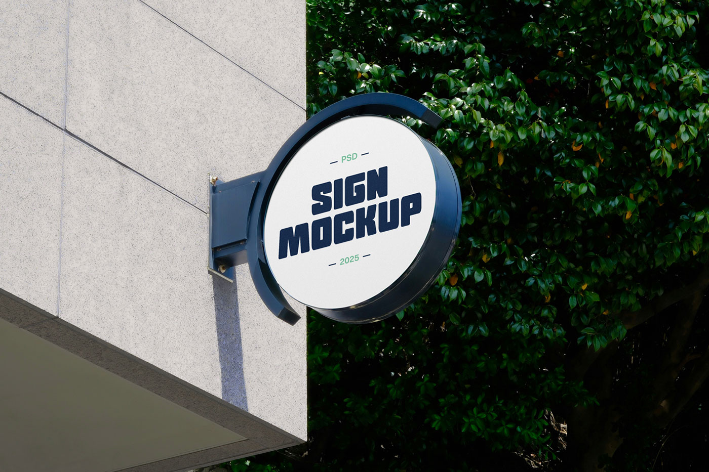 Free Circle Signage Mockup PSD Template