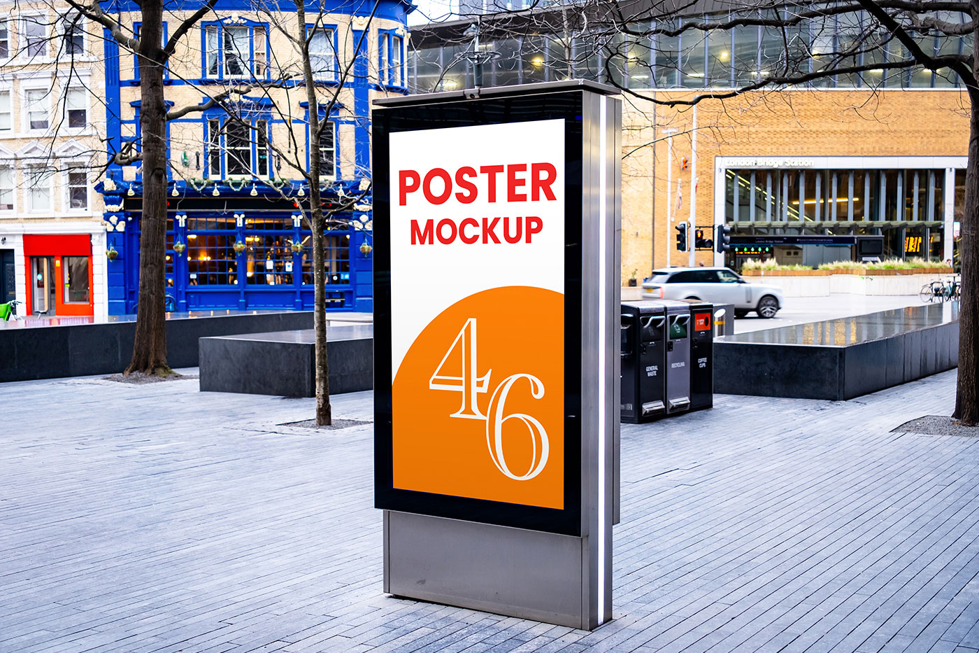 Free Citylight on Sidewalk Mockup PSD Template