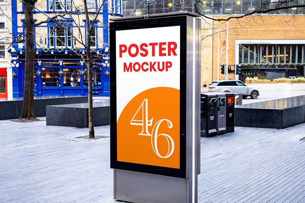 Free Citylight on Sidewalk Mockup PSD Template