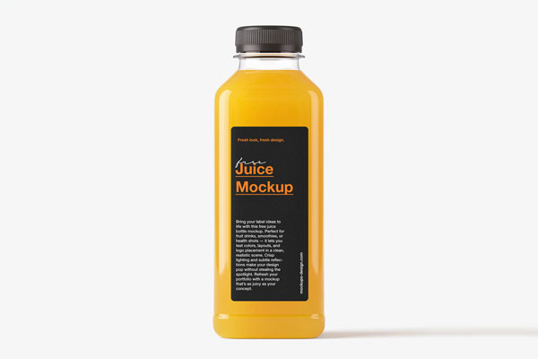 Free Clear Juice Bottle Mockup PSD Template