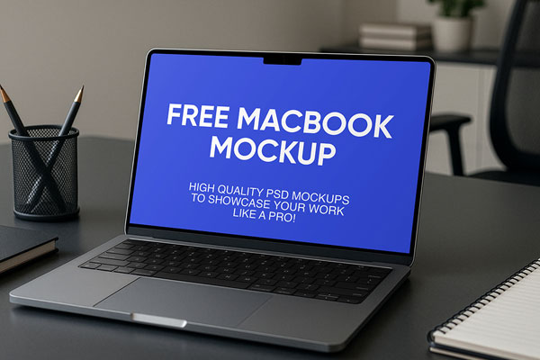 Free Corporate MacBook Mockup PSD Template
