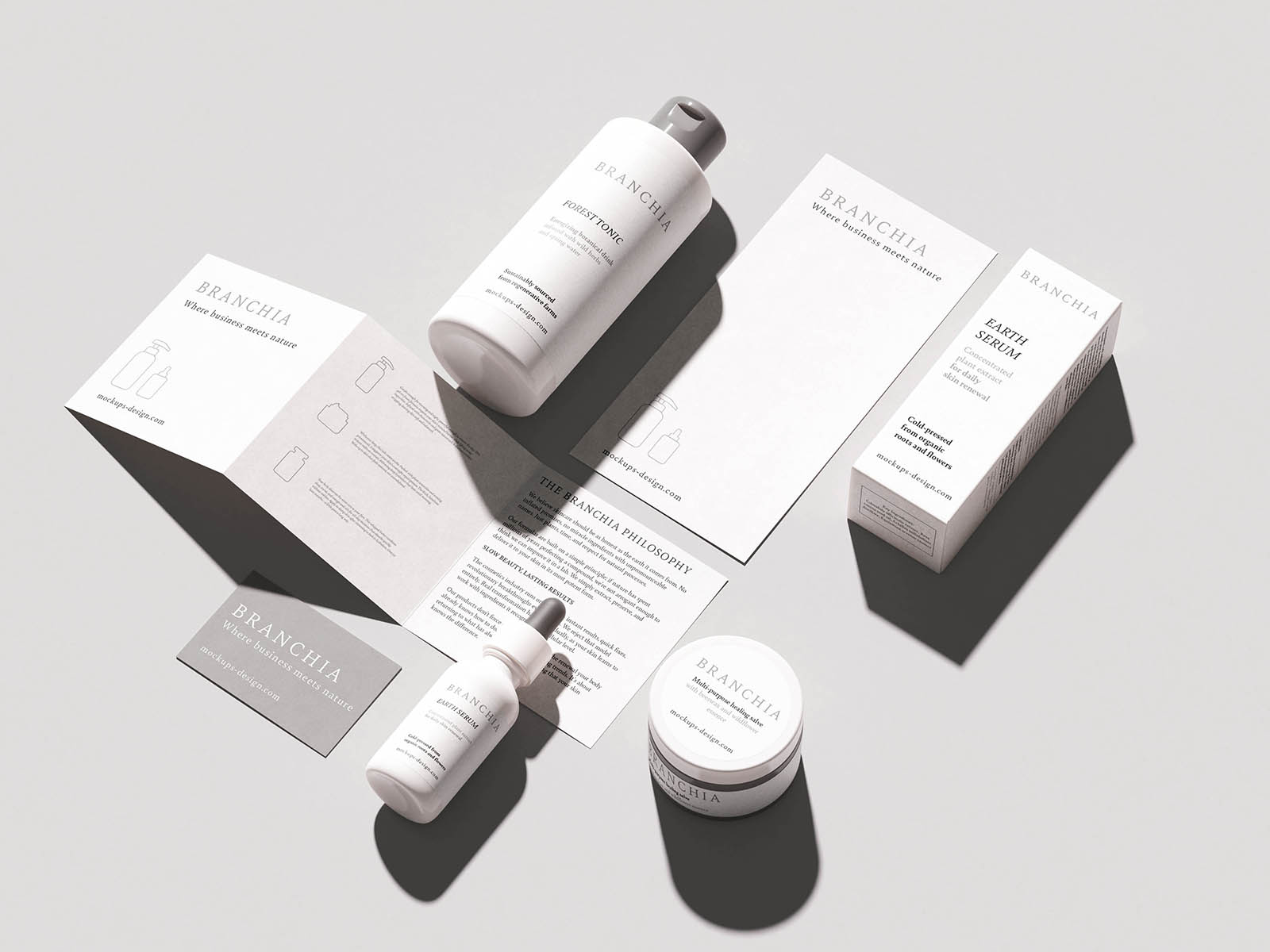 Free Cosmetic Brand Identity Mockup PSD Template