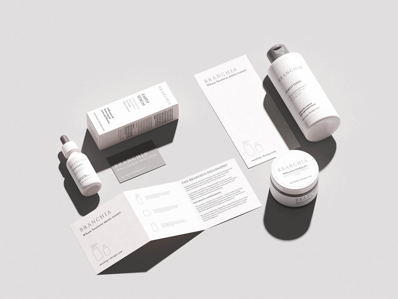 Free Cosmetic Brand Identity Mockup PSD Template