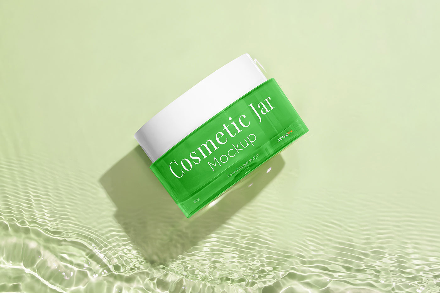 Free Cosmetic Jar in Water Mockup PSD Template