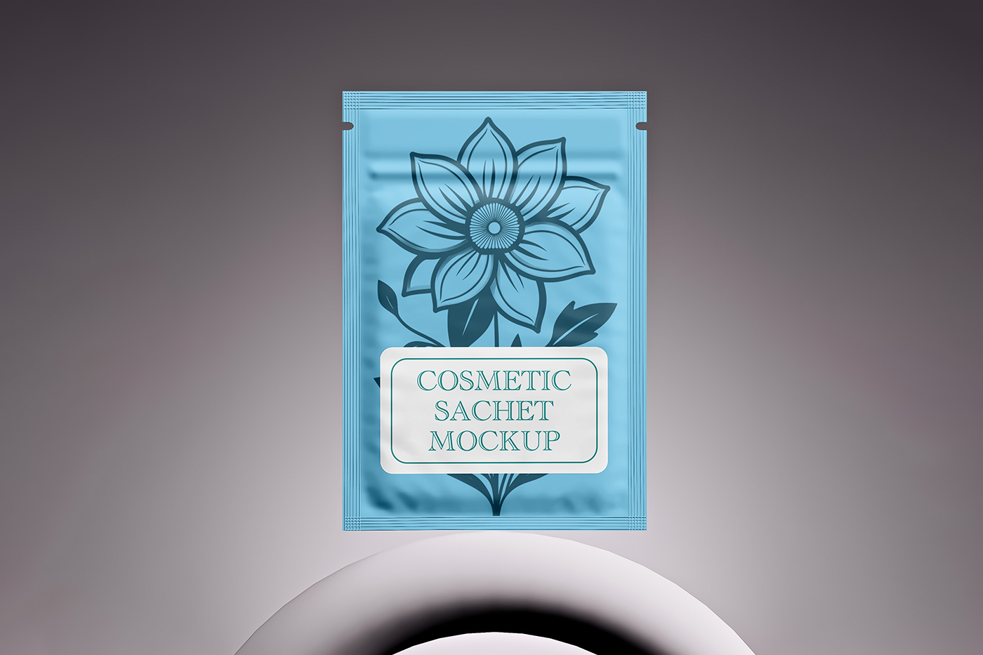 Free Cosmetic Sachet with Label Mockup PSD Template