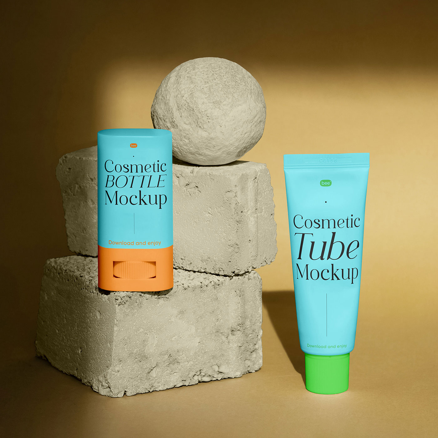 Free Cosmetic Tube and Bottle Mockup PSD Template