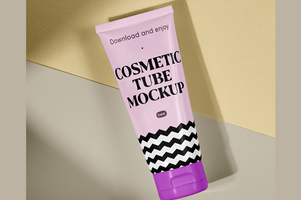 Free Cosmetic Tube Lying Mockup PSD Template