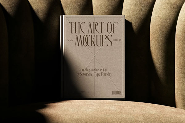 Free Cover Book Mockup on Armchair PSD Template