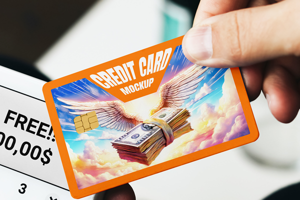 Free Credit Card in Hand Mockup PSD Template