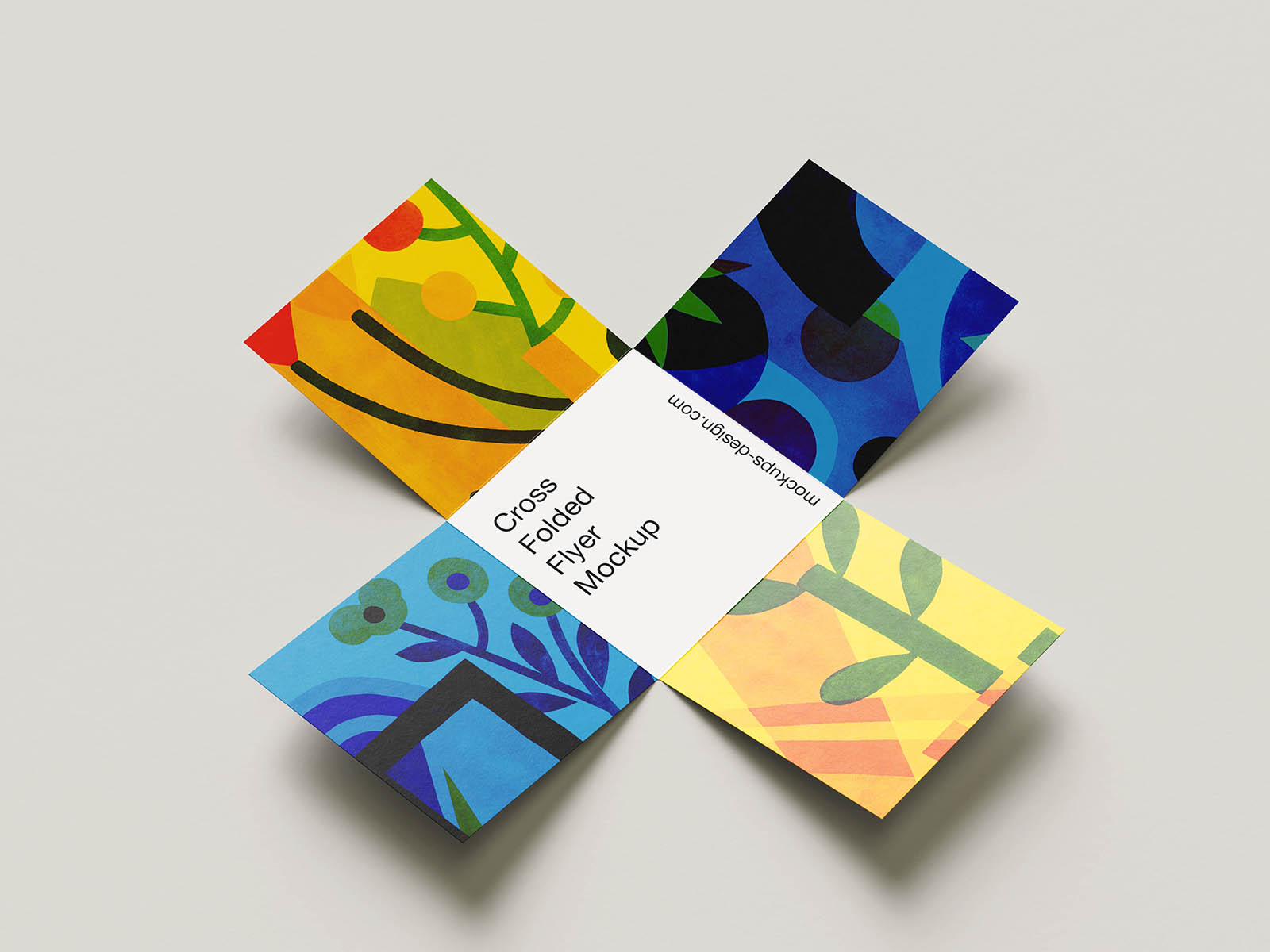 Free Cross Folded Flyer Mockup PSD Template
