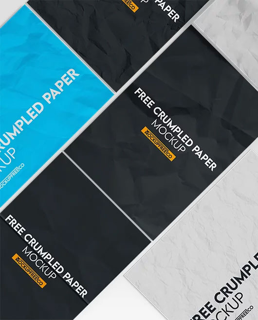 Free Crumpled Paper Mockup PSD Template