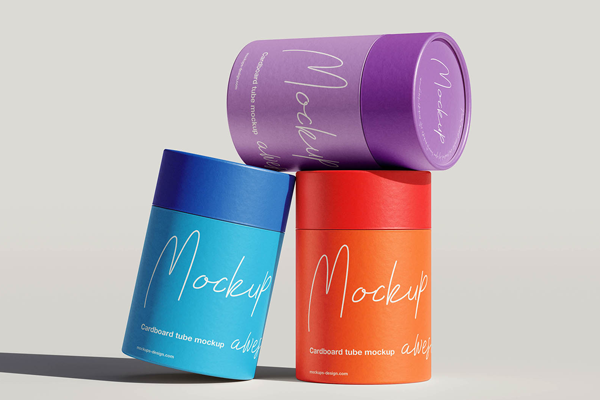 Free Cylindrical Cardboard Tube Mockup PSD Template