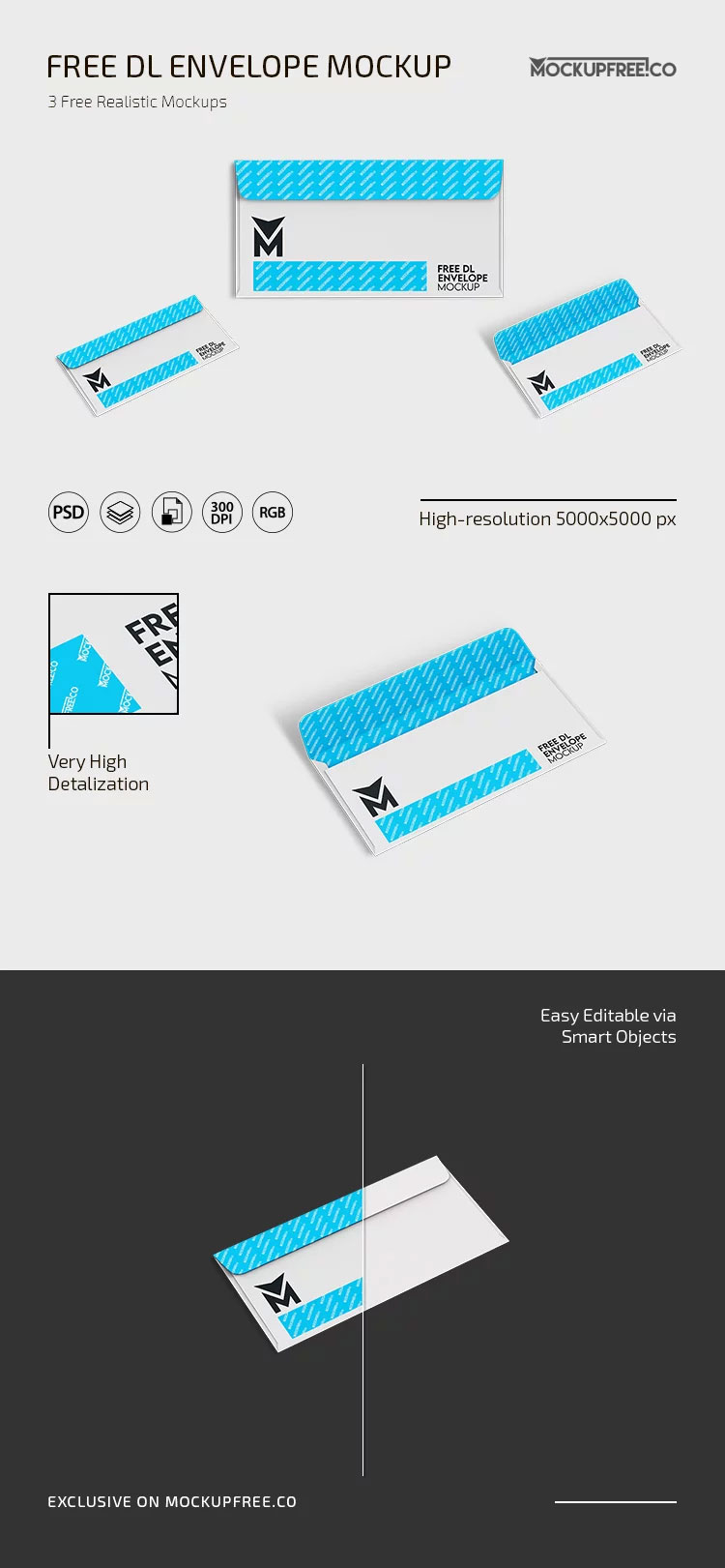 Free DL Envelope Mockup PSD Templatea