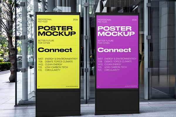 Free Double Citylight Mockups PSD Template