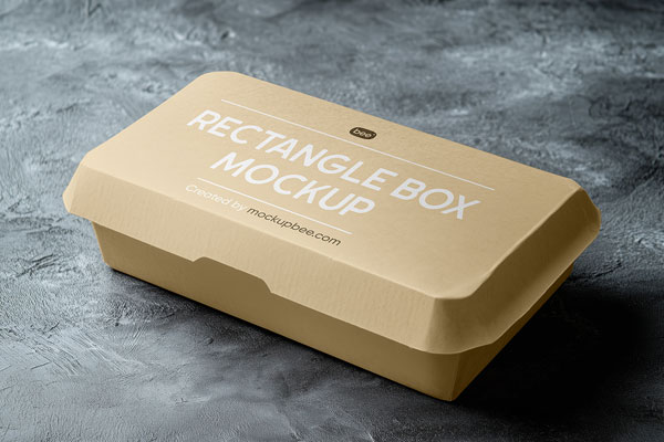 Free Eco Paper Food Box Mockup PSD Template