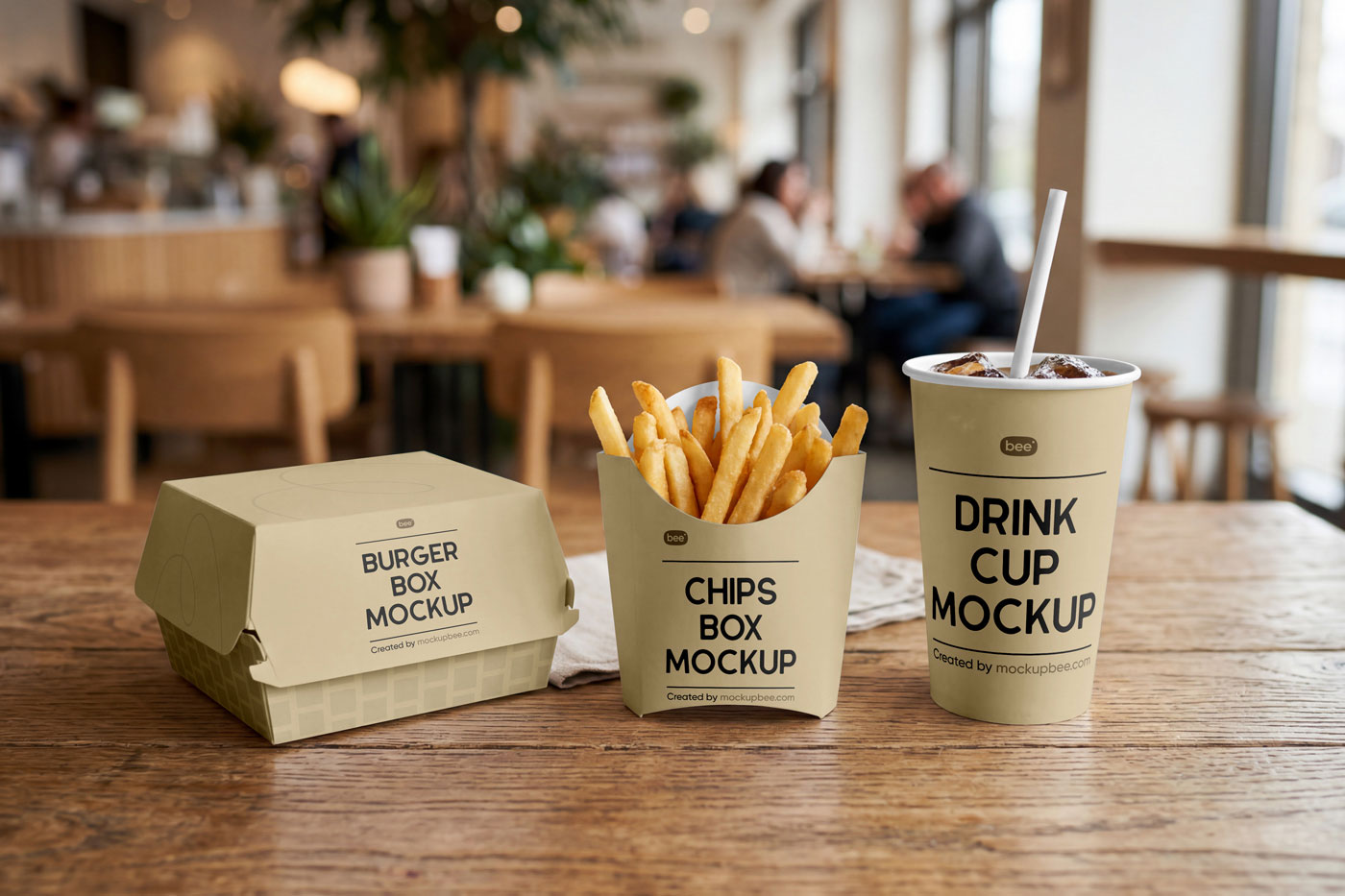 Free Fast Food Set Mockup PSD Template