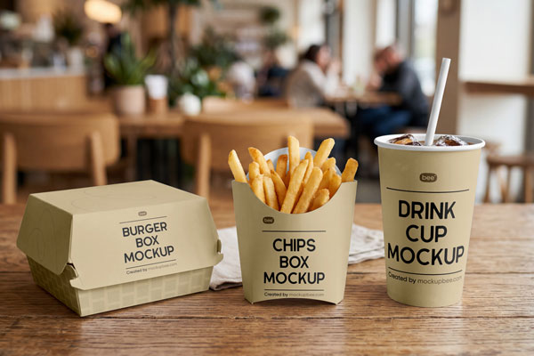 Free Fast Food Set Mockup PSD Template