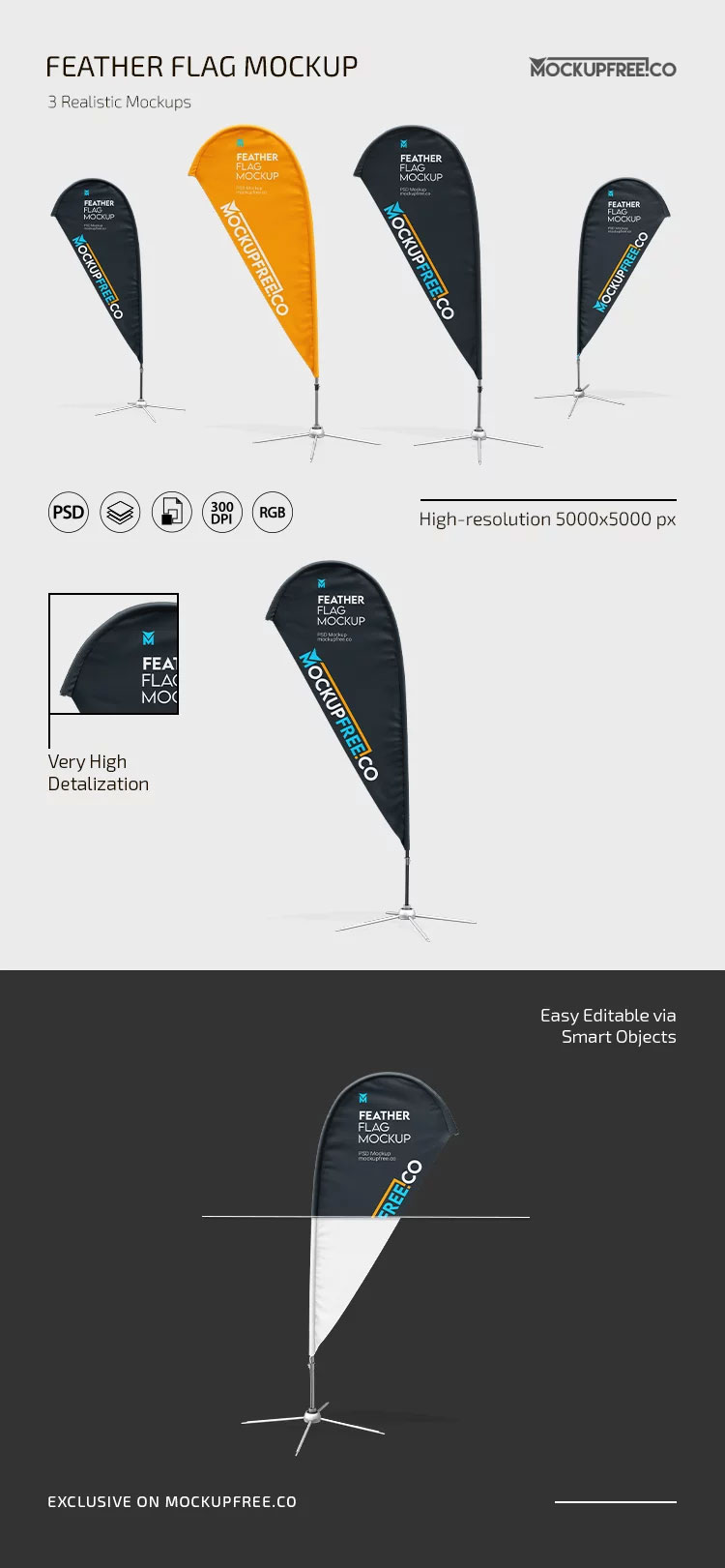Free Feather Flag Mockup PSD Template
