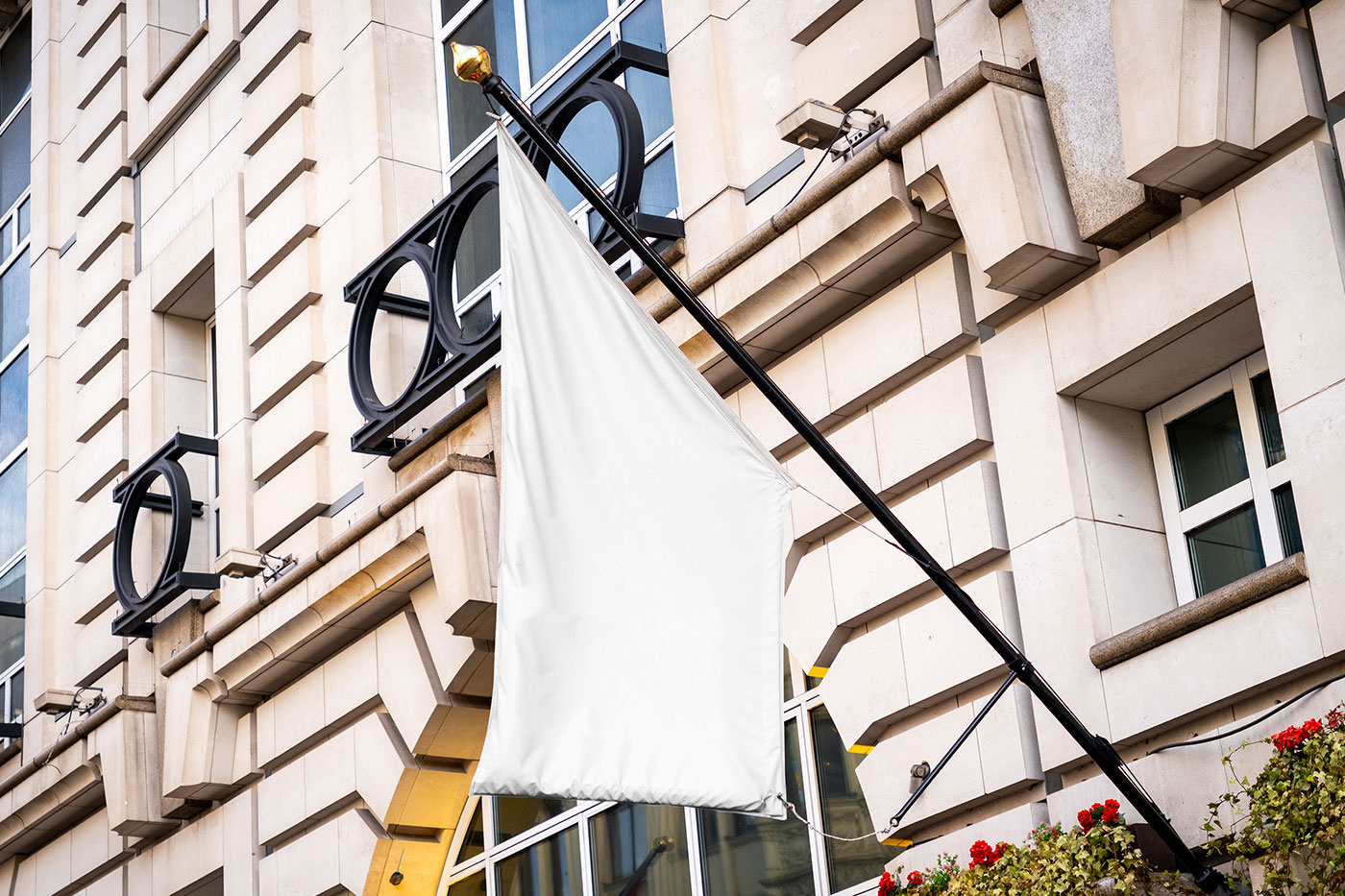 Free Flag on Building Mockup PSD Template