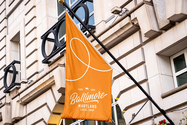 Free Flag on Building Mockup PSD Template