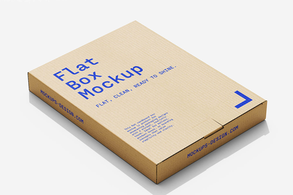 Free Flat Cardboard Box Mockup PSD Template