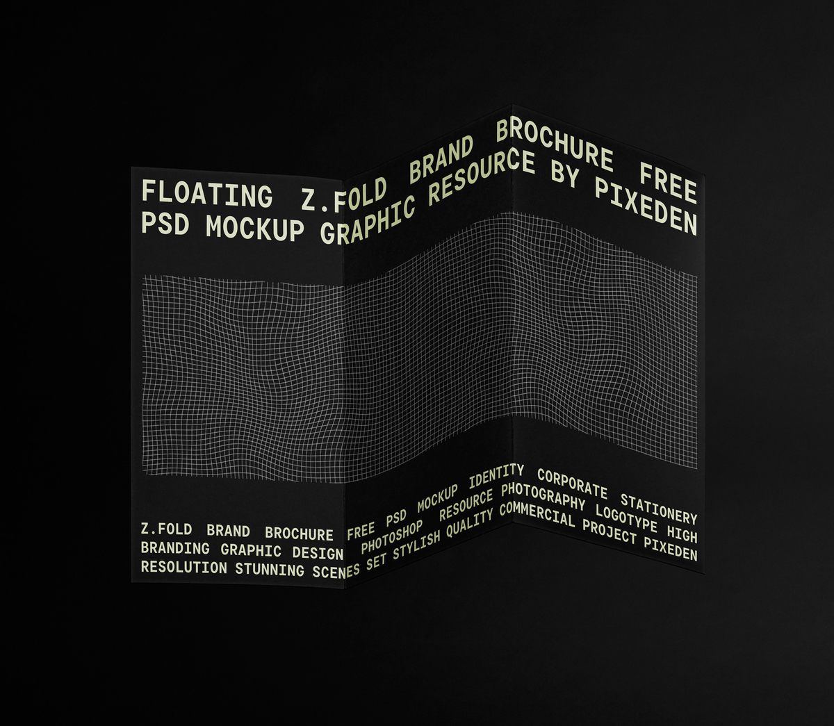 Free Floating Z Fold Brochure Mockup PSD Template