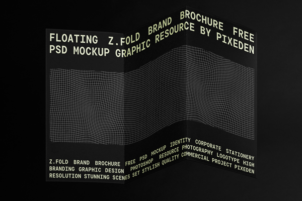 Free Floating Z Fold Brochure Mockup PSD Template